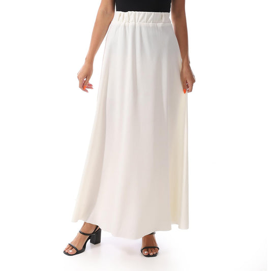 Crepe Casual Women Solid-Skirt - White