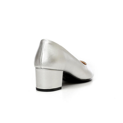 Faux Leather Classic Metallic Pointed Pump