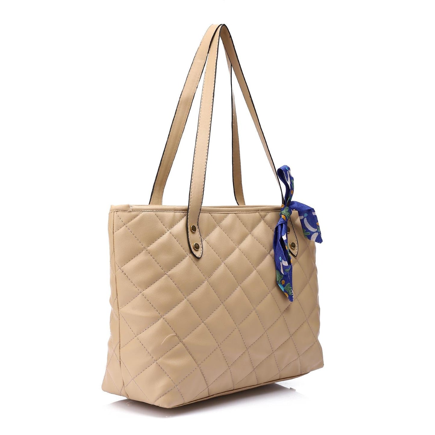 Faux Leather Tote Bag - Beige