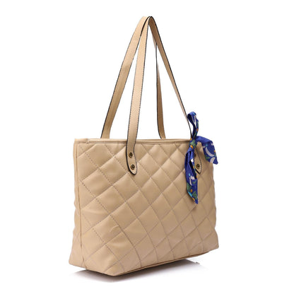 Faux Leather Tote Bag - Beige