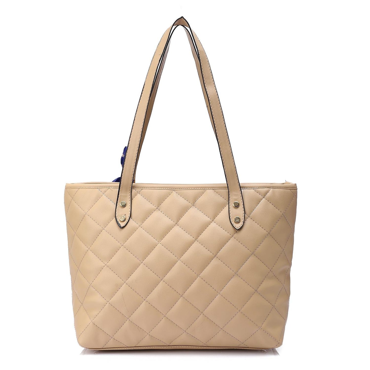 Faux Leather Tote Bag - Beige