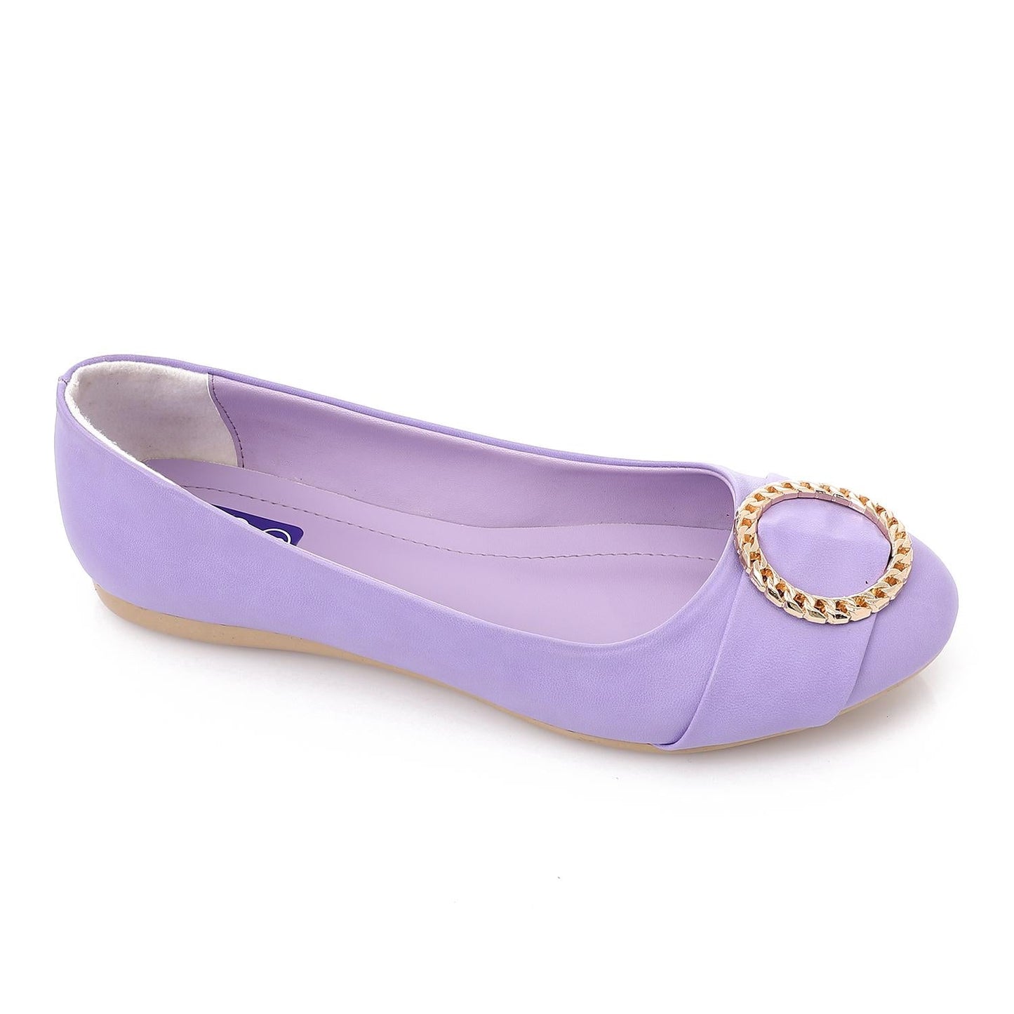Faux Leather Round-Toe Flat - Lilac