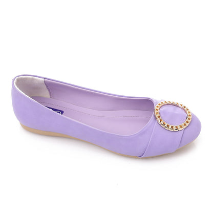 Faux Leather Round-Toe Flat - Lilac