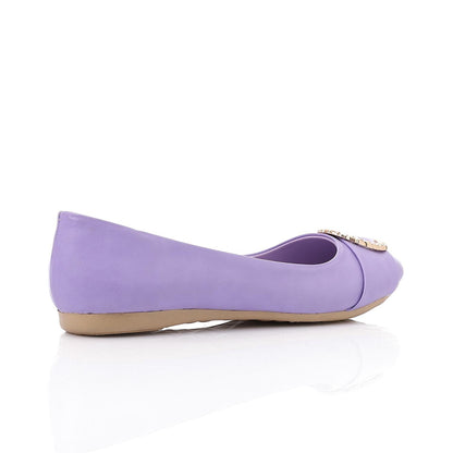 Faux Leather Round-Toe Flat - Lilac