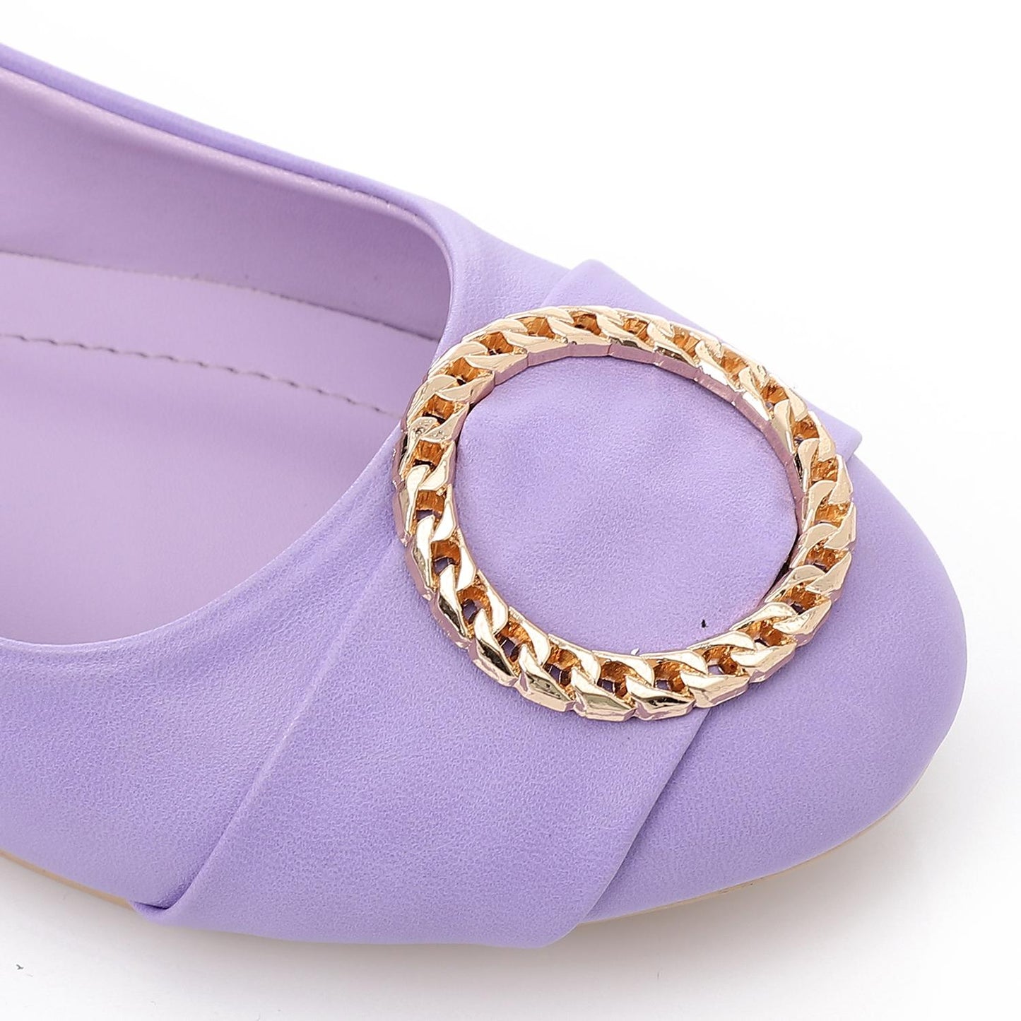 Faux Leather Round-Toe Flat - Lilac