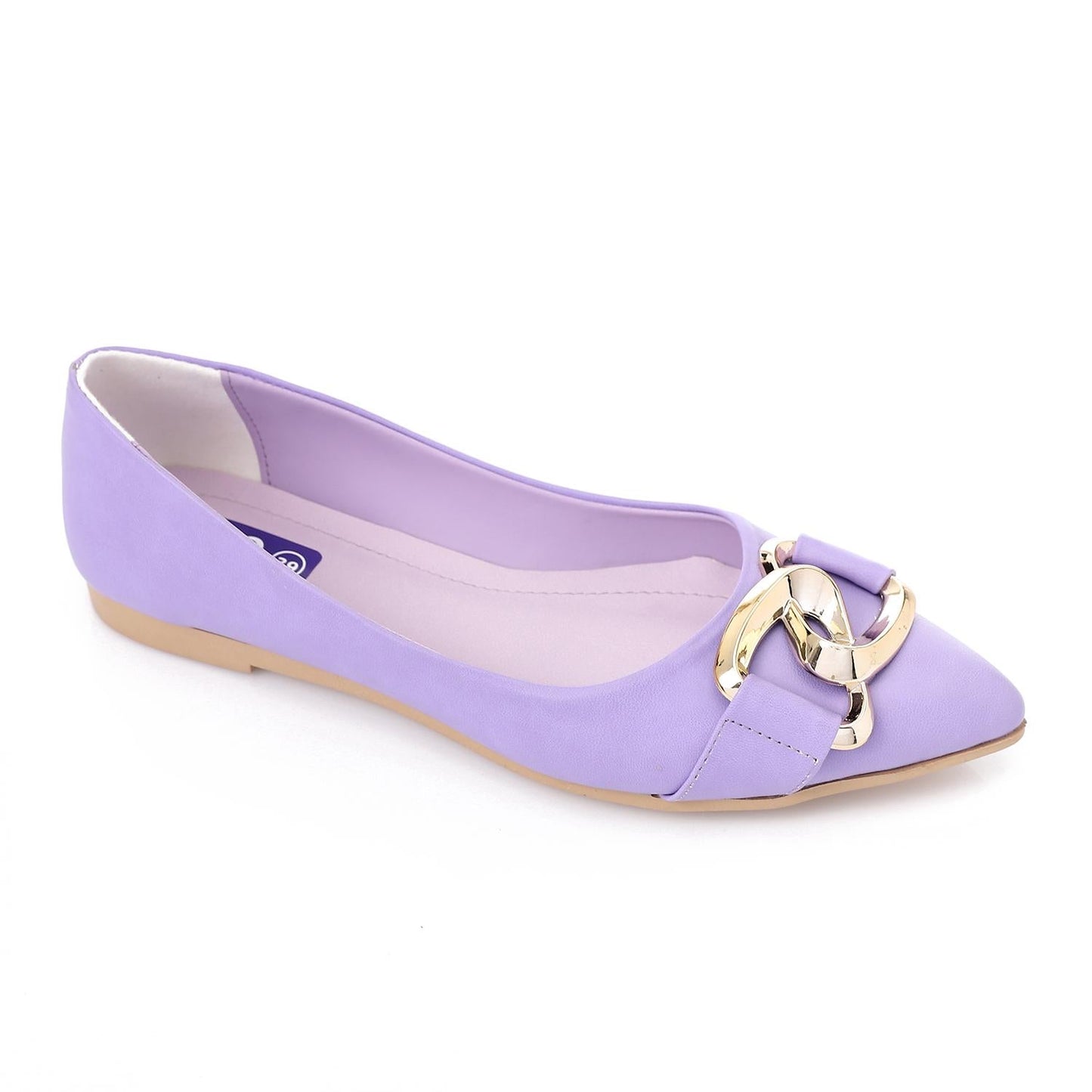Faux Leather Pointed-Toe Ballet Flat - Lilac