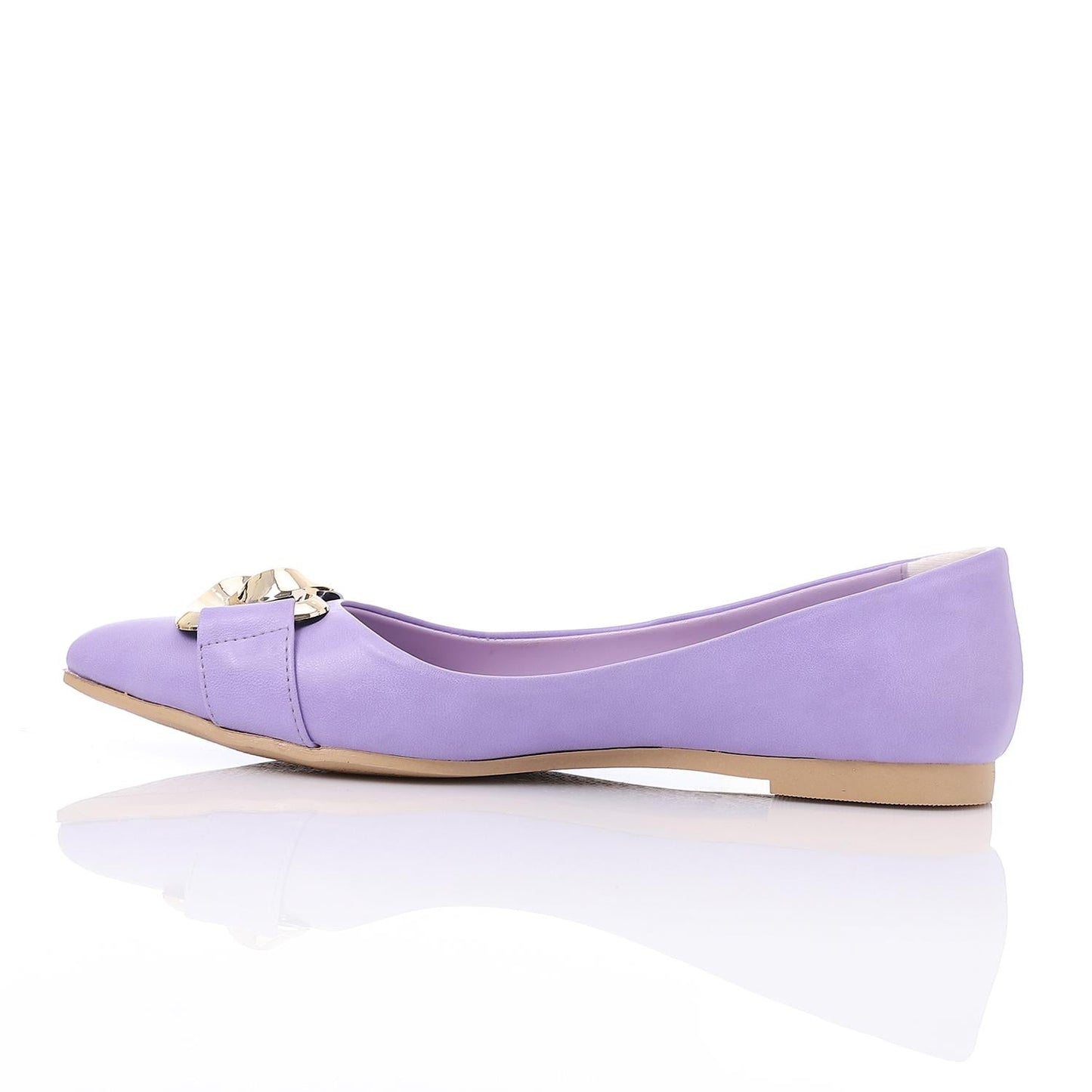 Faux Leather Pointed-Toe Ballet Flat - Lilac