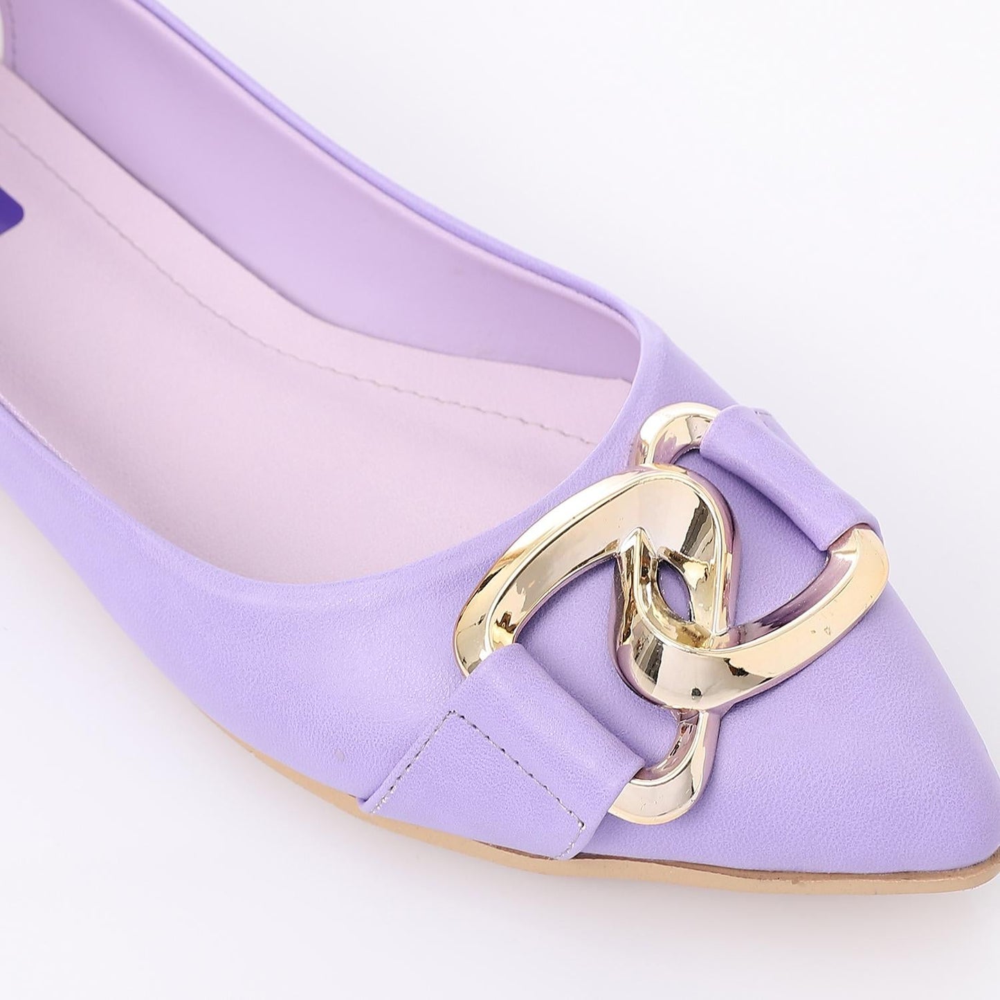 Faux Leather Pointed-Toe Ballet Flat - Lilac