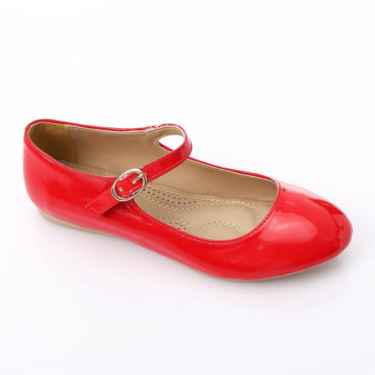 Patent Leather Solid Mary Jane Flats - Red