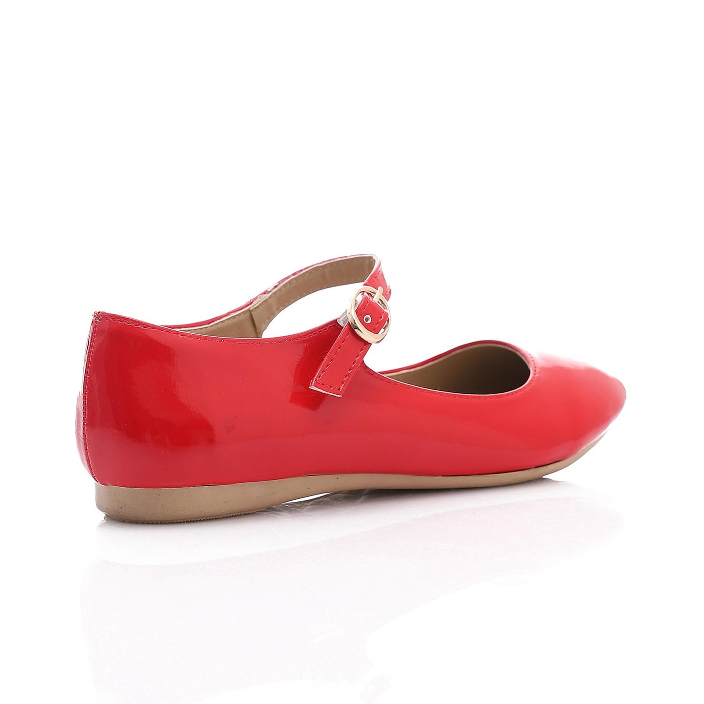 Patent Leather Solid Mary Jane Flats - Red