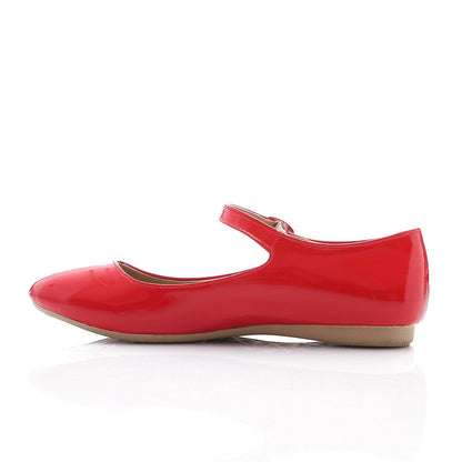 Patent Leather Solid Mary Jane Flats - Red