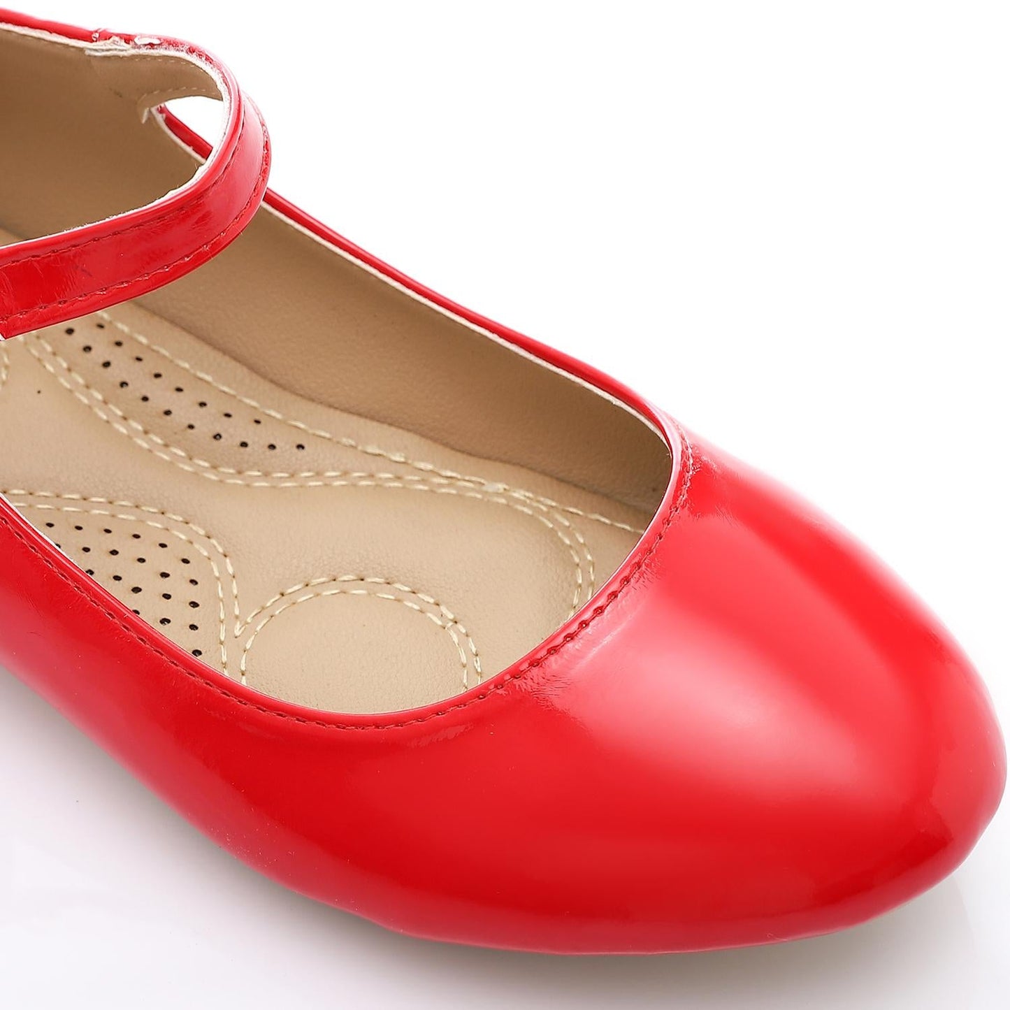 Patent Leather Solid Mary Jane Flats - Red