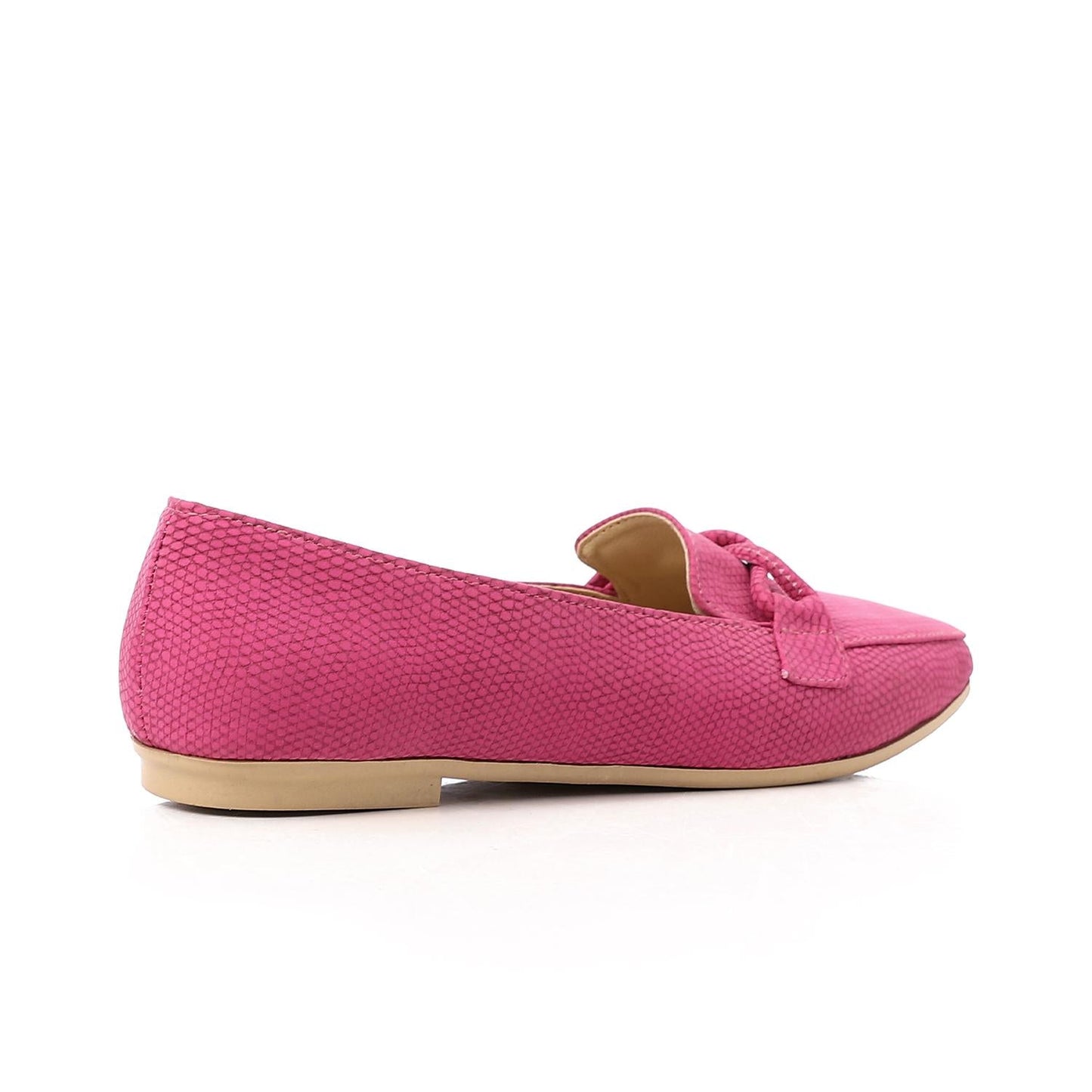 Faux Leather Textured Knot Loafer - Pink