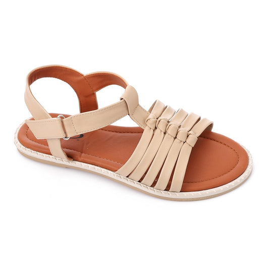 Faux Leather Sandal - Beige