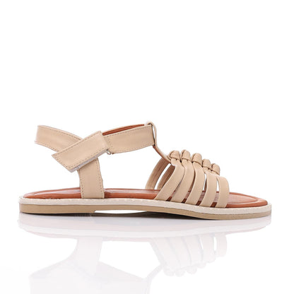 Faux Leather Sandal - Beige