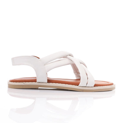 Leather Cross-Strap Sandals – White
