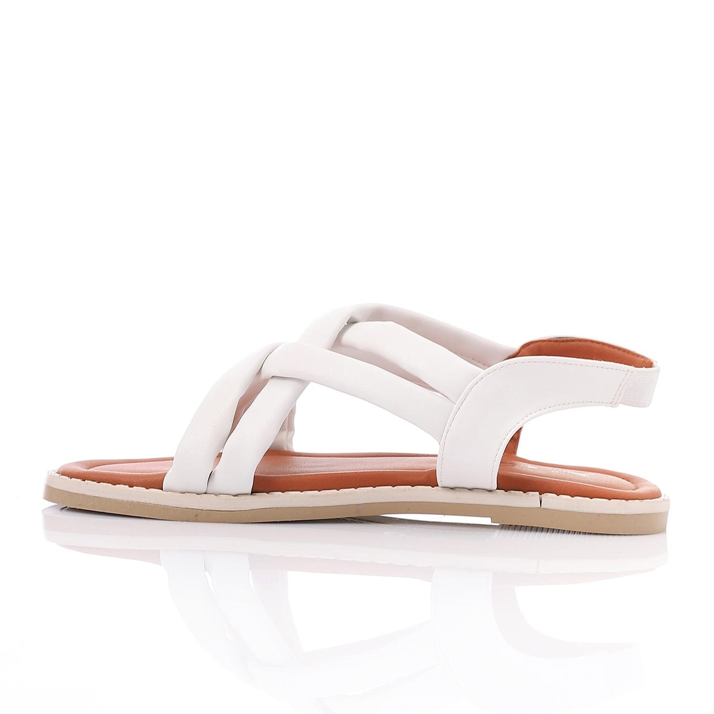 Leather Cross-Strap Sandals – White