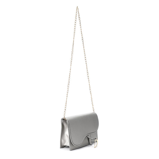 Synthetic Leather Cross Bag - Silver