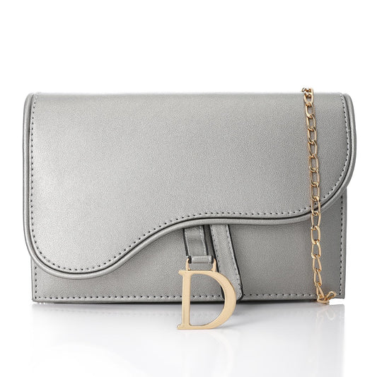 Synthetic Leather Cross Bag - Silver