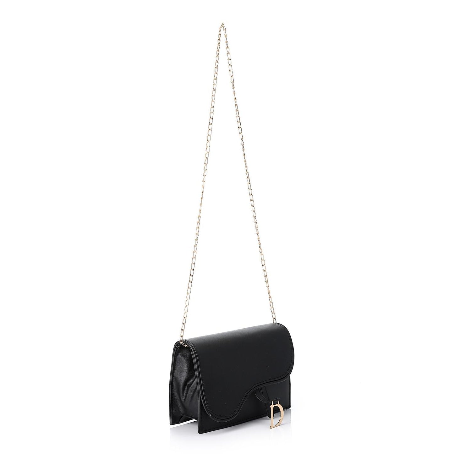 Synthetic Leather Shoulder Bag - Black