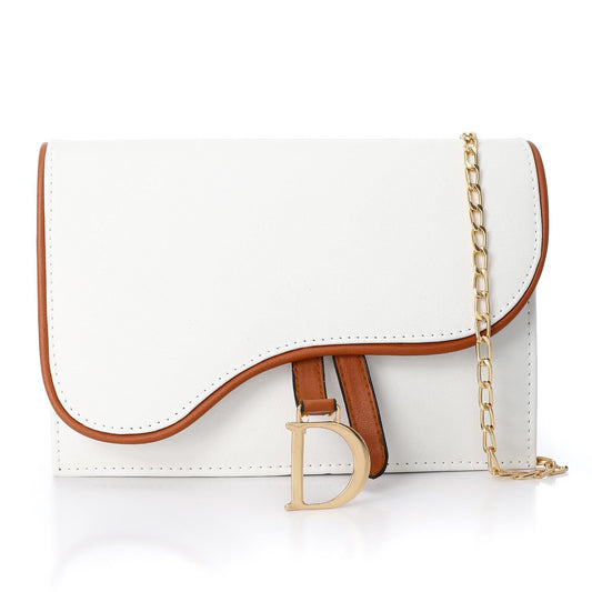 Synthetic Leather Shoulder Bag - White