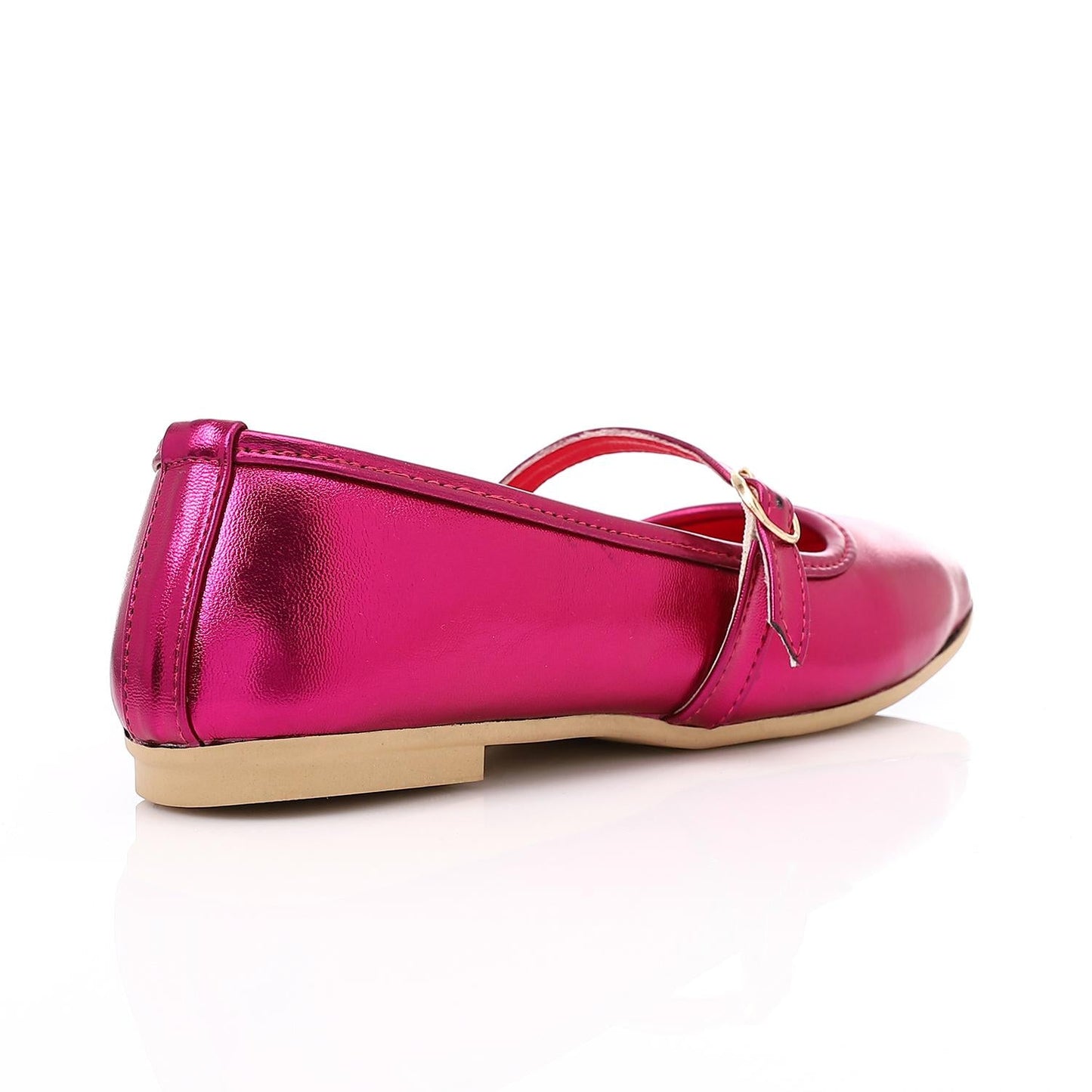 Faux Leather Mary Jane Ballet Flat - Fuchsia