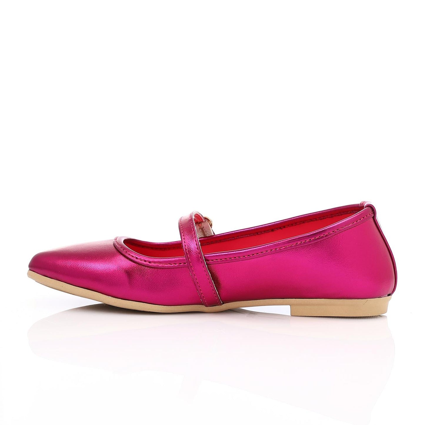 Faux Leather Mary Jane Ballet Flat - Fuchsia