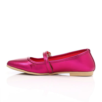 Faux Leather Mary Jane Ballet Flat - Fuchsia