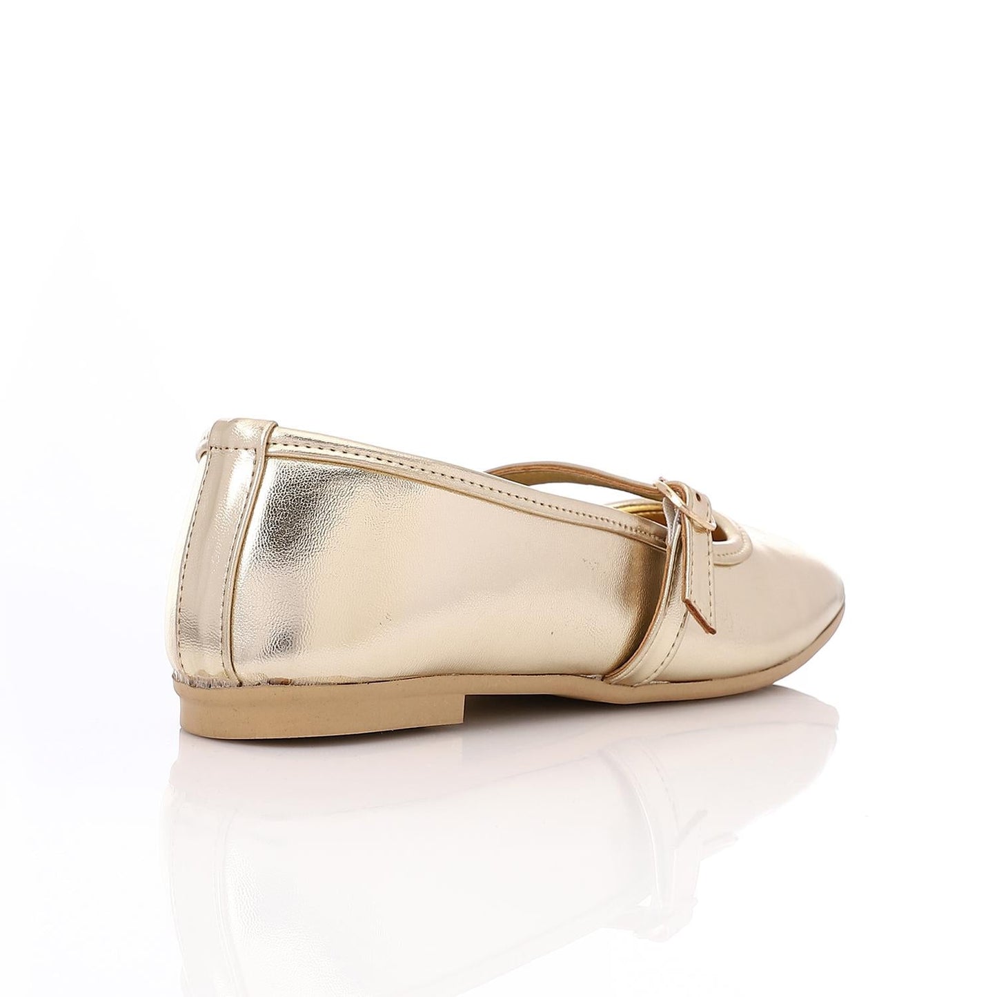 Faux Leather Mary Jane Ballet Flat - Gold