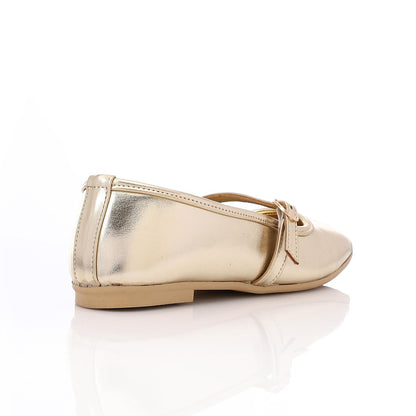 Faux Leather Mary Jane Ballet Flat - Gold