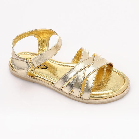 Leather Soft Casual Kids Sandals - Gold