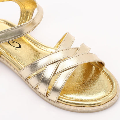 Leather Soft Casual Kids Sandals - Gold
