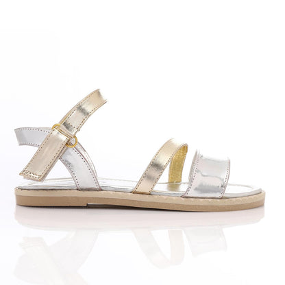 Leather Soft Casual Kids Sandals - Silver