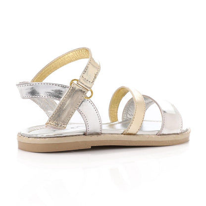 Leather Soft Casual Kids Sandals - Silver