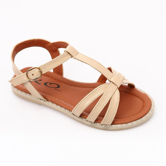 Leather Soft Casual Kids Sandals - Beige