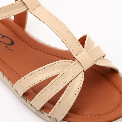 Leather Soft Casual Kids Sandals - Beige