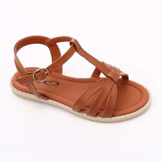 Leather Soft Casual Kids Sandals - Camel