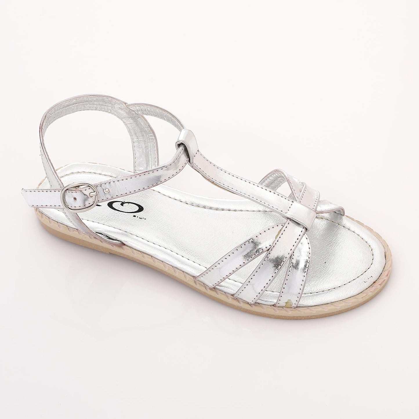 Leather Metallic Strappy Sandals – Silver