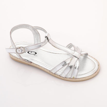 Leather Metallic Strappy Sandals – Silver