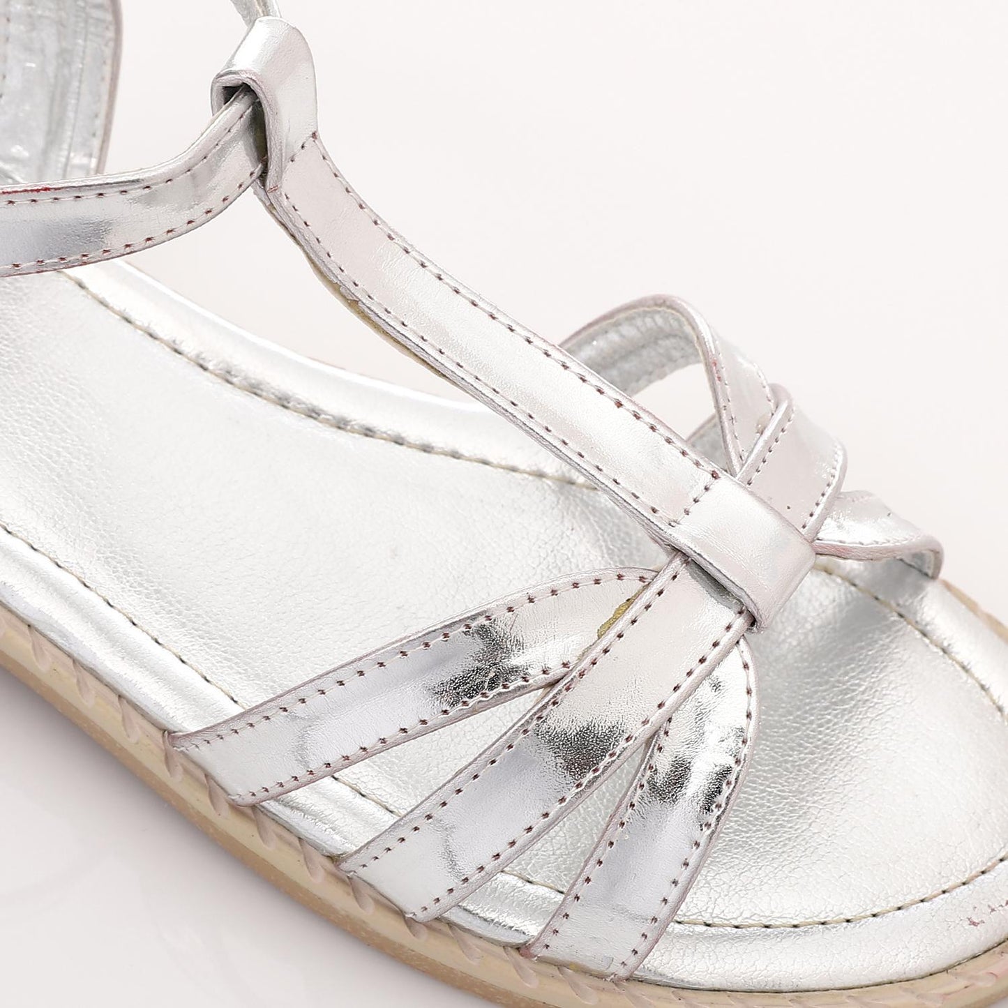 Leather Metallic Strappy Sandals – Silver