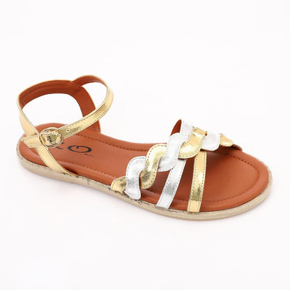 Leather Metallic Strappy Sandals – Multicolor