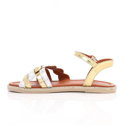 Leather Metallic Strappy Sandals – Multicolor