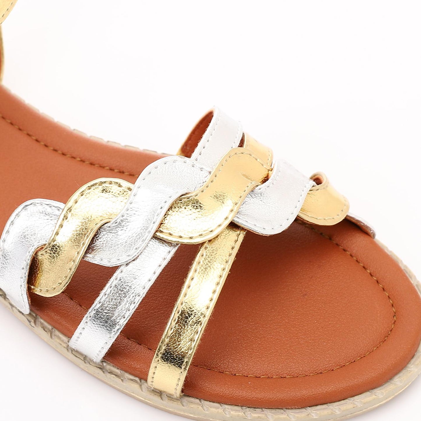 Leather Metallic Strappy Sandals – Multicolor