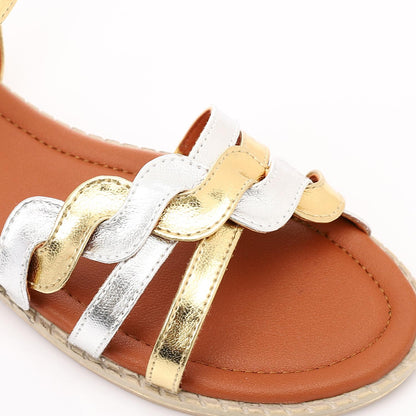 Leather Metallic Strappy Sandals – Multicolor