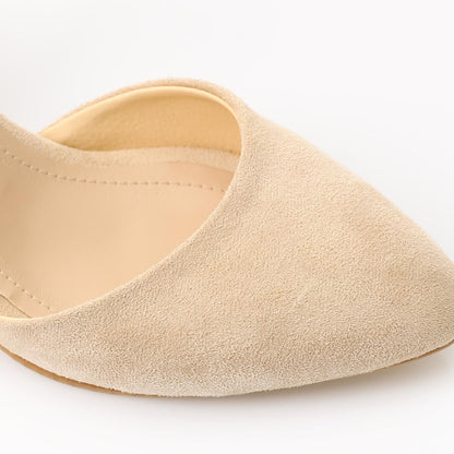 Suede D'Orsay Ankle Strap Block Heel - Light Beige