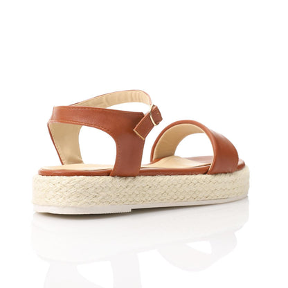 Faux Leather Solid Sandal - Brown