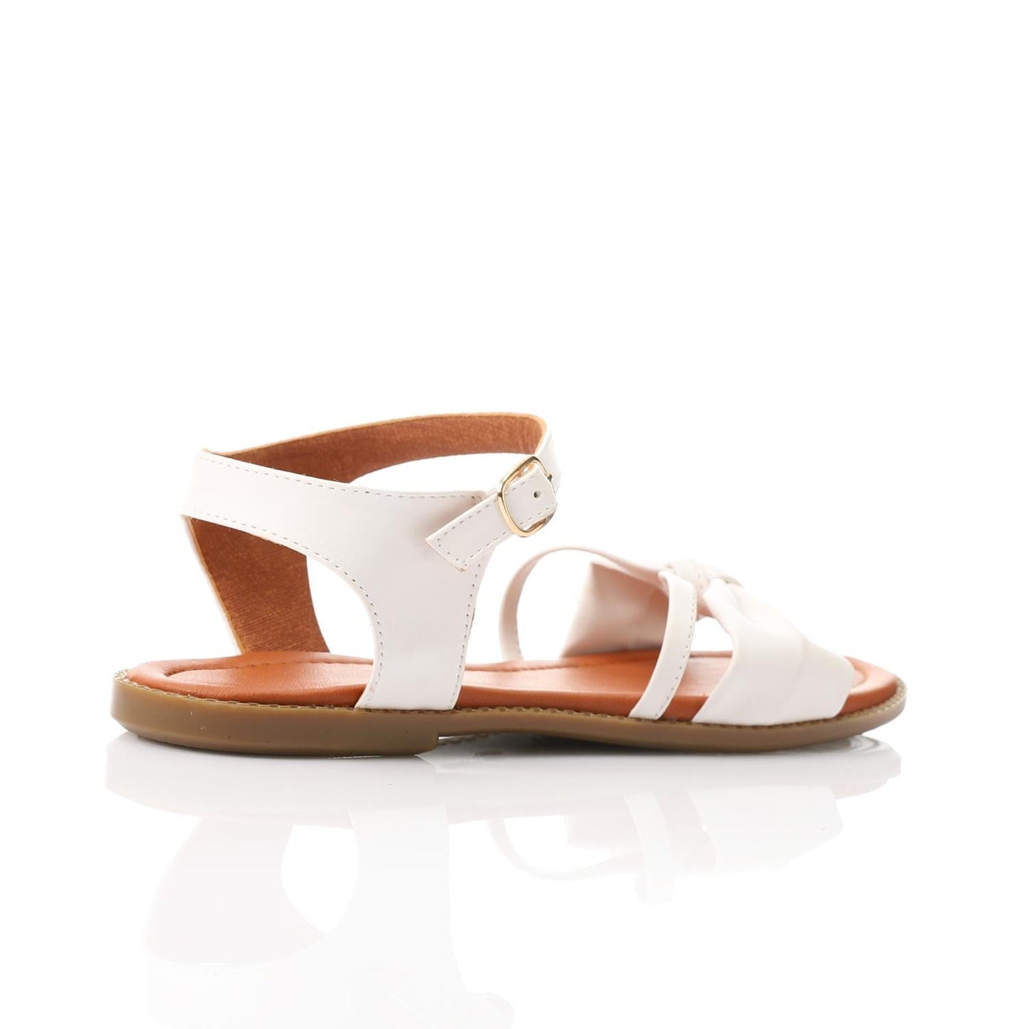 Faux Leather Bow Sandal - White