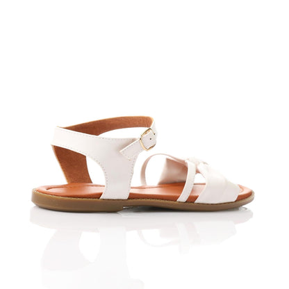 Faux Leather Bow Sandal - White