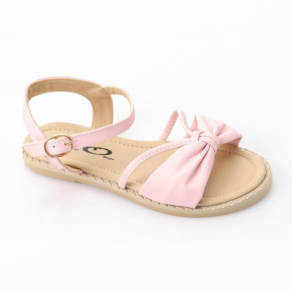 Faux Leather Bow Sandal - Pink