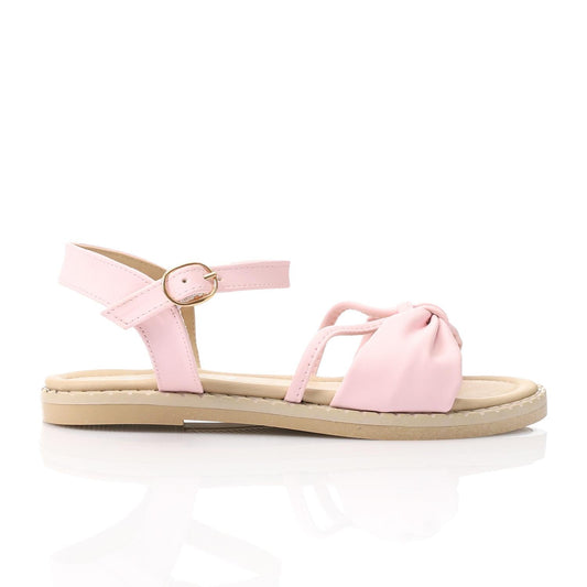 Faux Leather Bow Sandal - Pink